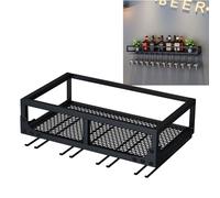 Étagères de Bar à vin Murales avec Support de Verre à vin sous l’étagère Étagère à Liqueur Mini Bar Étagères en Verre Étagère Murale de Bar Étagère d’Affichage de Bouteille de Stockage de ve