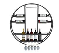 Étagères de Bar flottantes murales Rondes Étagère d’Affichage de Bouteilles d’Alcool Murale avec Support de Verre à vin Suspendu pour Bouteilles d’Alcool Support de Bar Étagère Murale de cui