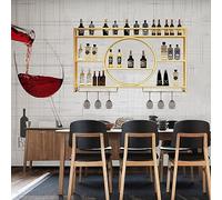 Étagères de Bar murales de Support à vin en métal avec Porte-Verre à vin Étagère à Liqueur Mini étagère en Verre de Bar à Whisky Armoire Murale de Bar Étagère d’Affichage de Bouteille d’alco