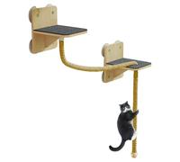 Étagères de chat mural - mur d'escalade intérieur avec poteau de grattage, arbre de chat en bois naturel | Tour d'économie d'espace avec étapes, plate-forme de jeu, perchoir confortable et échelle, ce