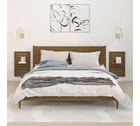 Étagères de chevet murales 2 pcs Marron miel Bois de pin massif vidaXL