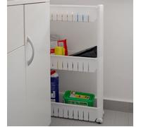 Étagères de cuisine blanc avec 3 étages - B.LIVEM - Chariot de stockage à roulette Desserte de cuisine