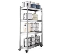 Étagères de cuisine en acier inoxydable - Chariot roulant multi-usage pour petits espaces, idéal pour salles de bains et réfrigérateurs, solutions de rangement à 3/4/5 niveaux