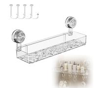 Étagères De Douche À Succion, En Acrylique Transparent, Avec Crochets Amovibles, Fixation Murale Sans Perçage, Idéale Pour Shampoing, Après-shampoing Et Gel Douche.(White,2 Pack)