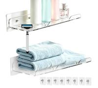 Étagères de Douche Pack de 2 Étagères Murales Adhésives en Acrylique | Organisateur de salle de bain pour Café Restaurant Camping-car Cité Universitaire Appartement Maison Cuisine Sall