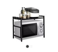 Étagères de Four à Micro-Ondes - MENGDA - Support Extensible - Noir - Acier au carbone - 2 Niveaux - 6 Crochets