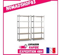 Étagères de garage VOUNOT 5 niveaux acier galvanisé lot de 2 180x90x40cm