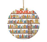Étagères de livres amusantes avec impression d'échelle circulaire en céramique, décoration d'arbre de Noël, cadeau pour la famille et les amis
