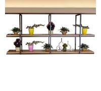 Étagères de plafond en bois, support mural à 2 niveaux pour plantes fleurs, étagère de rangement suspendue, présentoir polyvalent pour cuisine balcon entrée porte-bouteilles de vin(80x30x80cm)