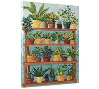 Étagères de plantes vertes - Impression sur toile botanique vibrante - Décoration d'intérieur inspirée de la nature pour salon, chambre à coucher, bureau, sans cadre - 30,5 x 40,6 cm