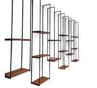Étagères de présentation flottantes en métal noir et fer, étagère suspendue au plafond, support de fleurs, étagère de rangement de cuisine, porte-bouteilles avec cloison en bois à 2 couches, pour ba