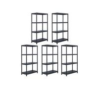 5x Étagère de Rangement Noir 60x30x180cm Plastique Meuble de Rangement vidaXL
