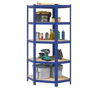 Étagères de rangement à 5 niveaux 2 pcs Bleu Acier et bois vidaXL