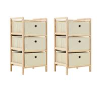 Étagères De Rangement Avec 3 Paniers En Tissu 2 Pcs Beige Cèdre Beige