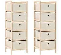 vidaXL Étagères de rangement 2 pcs avec 5 paniers en tissu Beige Cèdre