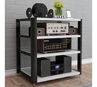 Étagères de rangement avec pieds en acier inoxydable, meuble stéréo, meuble de rangement multimédia multicouche, avec pieds amortisseurs(White)