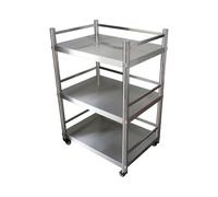 Étagères de rangement de cuisine à 3 niveaux en acier inoxydable avec balustrade, 100 cm de haut, organisateur sur roulettes, parfait pour l'organisation de la salle de bain et de la maison, durable