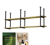 Étagères de rangement en bois support de plantes à montage au plafond organisateur polyvalent à 2 niveaux pour bar cuisine restaurant support de verre à vin suspendu flottant(2-layer 80x30x80cm)