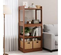 Étagères de rangement en chêne massif à plusieurs niveaux, parfaites pour les salons, les cuisines ou les vitrines d'entrée. Haute capacité de charge, style ferme moderne. (Bois de noyer, quatre