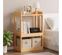 Étagères de rangement en chêne massif à plusieurs niveaux, parfaites pour les salons, les cuisines ou les vitrines d'entrée. Haute capacité de charge, style ferme moderne. (couleur bois, trois étages)