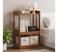 Étagères de rangement en chêne massif à plusieurs niveaux, parfaites pour les salons, les cuisines ou les vitrines d'entrée. Haute capacité de charge, style rustique moderne (bois de noyer, 3 étages)