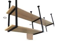 Étagères de rangement pour la décoration des plafo Black Ceiling Shelf, Hanging Wine Rack, Metal Ceiling Wine Glass Holder, Floating Display Stand for Bar Counter Restaurant Decorative Racks(130x30x80