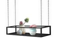 Étagères de rangement pour la décoration des plafo Ceiling Mounted Hanging Shelf, Plants Red Wine Metal Floating Storage Stand with Iron Chain Article, Restaurant Cafe Balcony Decoration Racks(120x25x