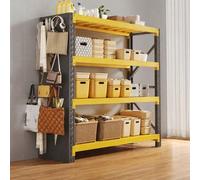 Étagères de Rangement Robustes avec Panneau Perforé Latéral, Étagère Utilitaire Réglable en Acier Laminé a Froid pour Garage, Entrepôt, Balcon et Organisation de la Maison(Yellow,100x40x180cm)