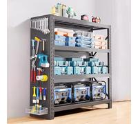 Étagères de Rangement Robustes avec Panneau Perforé Latéral, Étagère Utilitaire Réglable en Acier Laminé a Froid pour Garage, Entrepôt, Balcon et Organisation de la Maison(Black,100x40x180cm)