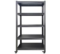 Étagères de Rangement Sans Boulons en Acier, Étagères à Hauteur Réglable à 3/5 Niveaux, Rayonnages Industriels Robustes pour Garage,Cave,Cuisine,Bureau,Couleur Noire(Size:90 x 40 x 183 cm 14.0 kg)