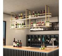 Étagères de Rangement suspendues - Support de Verre à vin au Plafond, présentoir de Bar Industriel, Supports de Plantes en Bois Massif en Fer forgé, étagères Multifonctions pour la décoratio