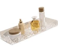 Etagères de salle de bain Acrylic Space Saving Hole Free Floating Wall Mounted Hanging Shelves for Bathroom Sink Transparent Stone Pattern