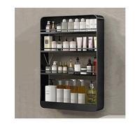Étagères de Salle de Bain Étagère Murale de Toilette lavabo étagère de Rangement cosmétique à Quatre étages étagère Murale en métal sans poinçonnage Organisateur de Douche(Noir)