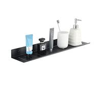 Étagères de Salle de Bain Étagères de Douche sans perçage Étagère de Salle de Bain Auto-adhésive Espace Mural Rouille en Aluminium dans la Cuisine des Toilettes-Noir_60 cm