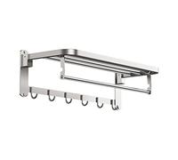 Étagères de salle de bain étagères de salle de bain murales, porte-serviette à double serviette en mur avec barre de serviette, étagère à serviette en acier inoxydable 304 étagères / rack de douche