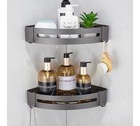 Étagères de salle de bain étagères flottantes douche caddie monnaie multifonctionnelle gris de salle de bain gris accessoire ensemble espace en aluminium serviette à serviette de rail de rail