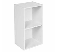 étagères de stockage, bibliothèque, organiseur de CD/DVD, meuble de bureau à domicile, avec plusieurs étagères, blanc, Bois dense, blanc, 2 Tier