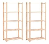Opbergrekken 5-laags 2 st 80x38x170 cm grenenhout 250 kg279404