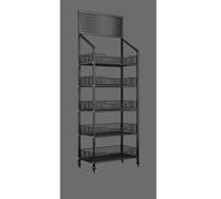 Étagères De Supermarché À Roulettes, 4/5 Tiers Étagères Sur Pied Pour Organisateur - Présentoir De Bonbons Pour Le Commerce De Détail Pour Les Magasins, La Cuisine, Le Bureau(Zwart,50x27x165cm)