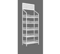Étagères De Supermarché À Roulettes, 4/5 Tiers Étagères Sur Pied Pour Organisateur - Présentoir De Bonbons Pour Le Commerce De Détail Pour Les Magasins, La Cuisine, Le Bureau(Blanc,50x27x165cm)
