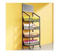 Étagères De Supermarché À Roulettes, 4/5 Tiers Étagères Sur Pied Pour Organisateur - Présentoir De Bonbons Pour Le Commerce De Détail Pour Les Magasins, La Cuisine, Le Bureau(Zwart,60x27x140cm)