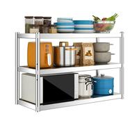Étagères en acier inoxydable，étagère murale à 3 niveaux，étagère murale commerciale robuste，étagères de rangement de cuisine，Étagère flottante en métal pour four à micro-ondes，garde-manger(70x30x75cm)