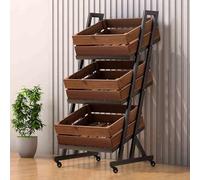 Étagères en bois à 3 niveaux pour le stockage de détail, montage facile, parfait pour les collations, les oignons et les pommes de terre