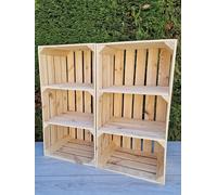 Étagères en bois massif 75x40x30 cm - Caisses durables avec 2, 3 ou 4 étagères - Rangement chaussures ou objets - Effet bois naturel ou brûlé - Style rustique et déco (2, court naturel 2 étagère)