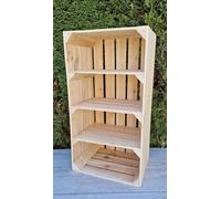 Étagères en bois massif 75x40x30 cm - Caisses durables avec 2, 3 ou 4 étagères - Rangement chaussures ou objets - Effet bois naturel ou brûlé - Style rustique et déco (1, court naturel 3 étagère)