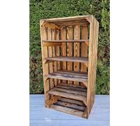 Étagères en bois massif 75x40x30 cm - Caisses durables avec 2, 3 ou 4 étagères - Rangement chaussures ou objets - Effet bois naturel ou brûlé - Style rustique et déco (1, court effet brûlé 4 étagère)
