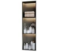 Étagères encastrées étanches en acier inoxydable pour shampooing et articles de toilette - Gris - Pour salle de bain et salon (90 x 28 x 12,5 cm)