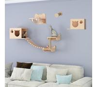 Étagères et perchoirs muraux en bois massif pour chat - Aire de jeu pour chat - Peu encombrant - À monter soi-même (style 4)