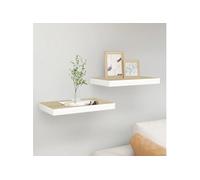 Etagères flottantes 2 pcs Chêne et blanc 40x23x3,8 cm MDF