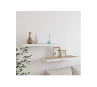 Etagères flottantes 2 pcs chêne et blanc 80x23,5x3,8 cm MDF